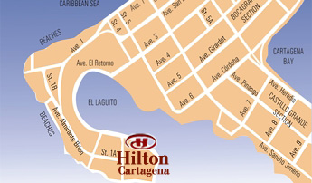 Mappa Hotel Hilton Cartagena