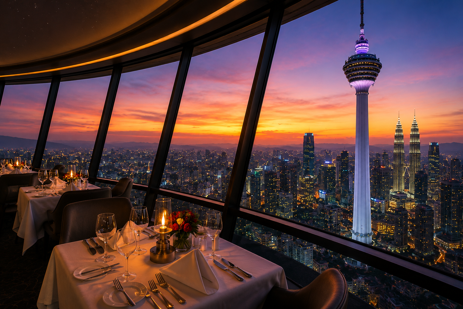 Vista durante la cena dalla Kuala Lumpur Tower