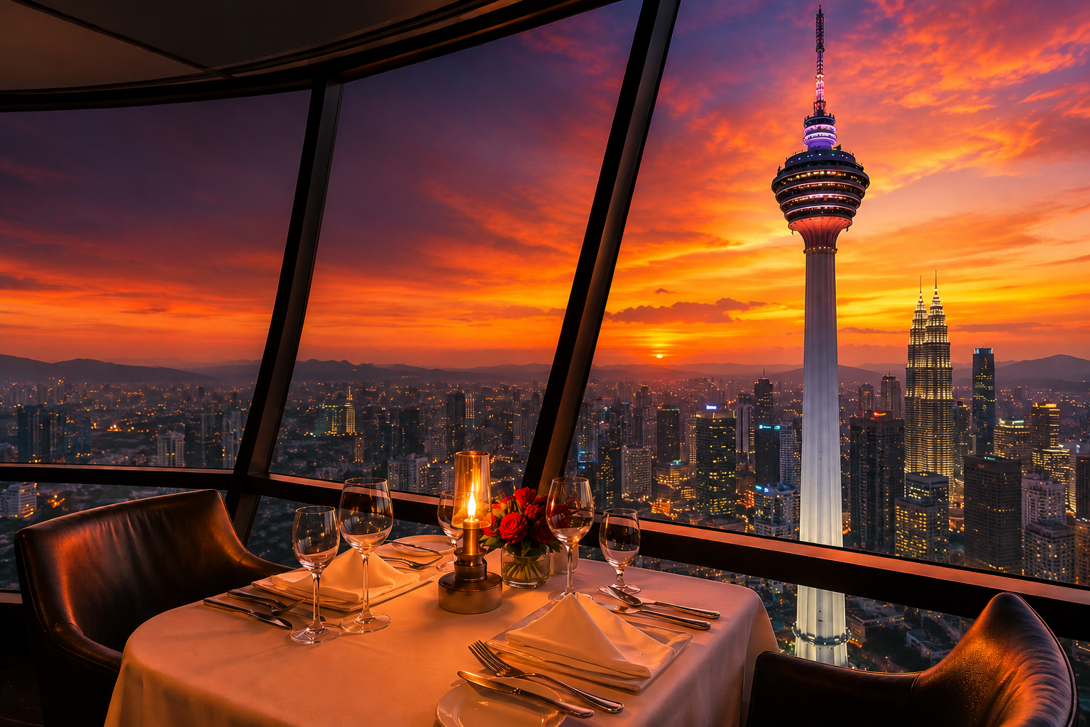 Cena al tramonto alla Kuala Lumpur Tower durante il Tour per Single in Malesia