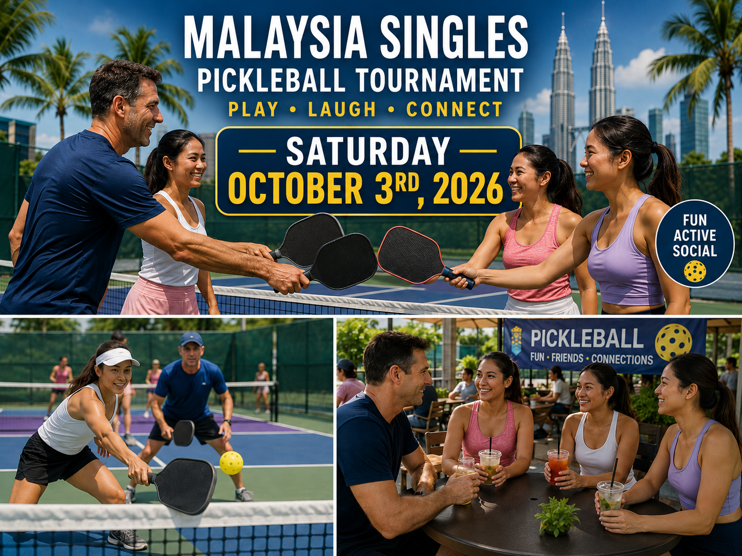 Evento sociale di pickleball per single durante il Tour per Single in Malesia