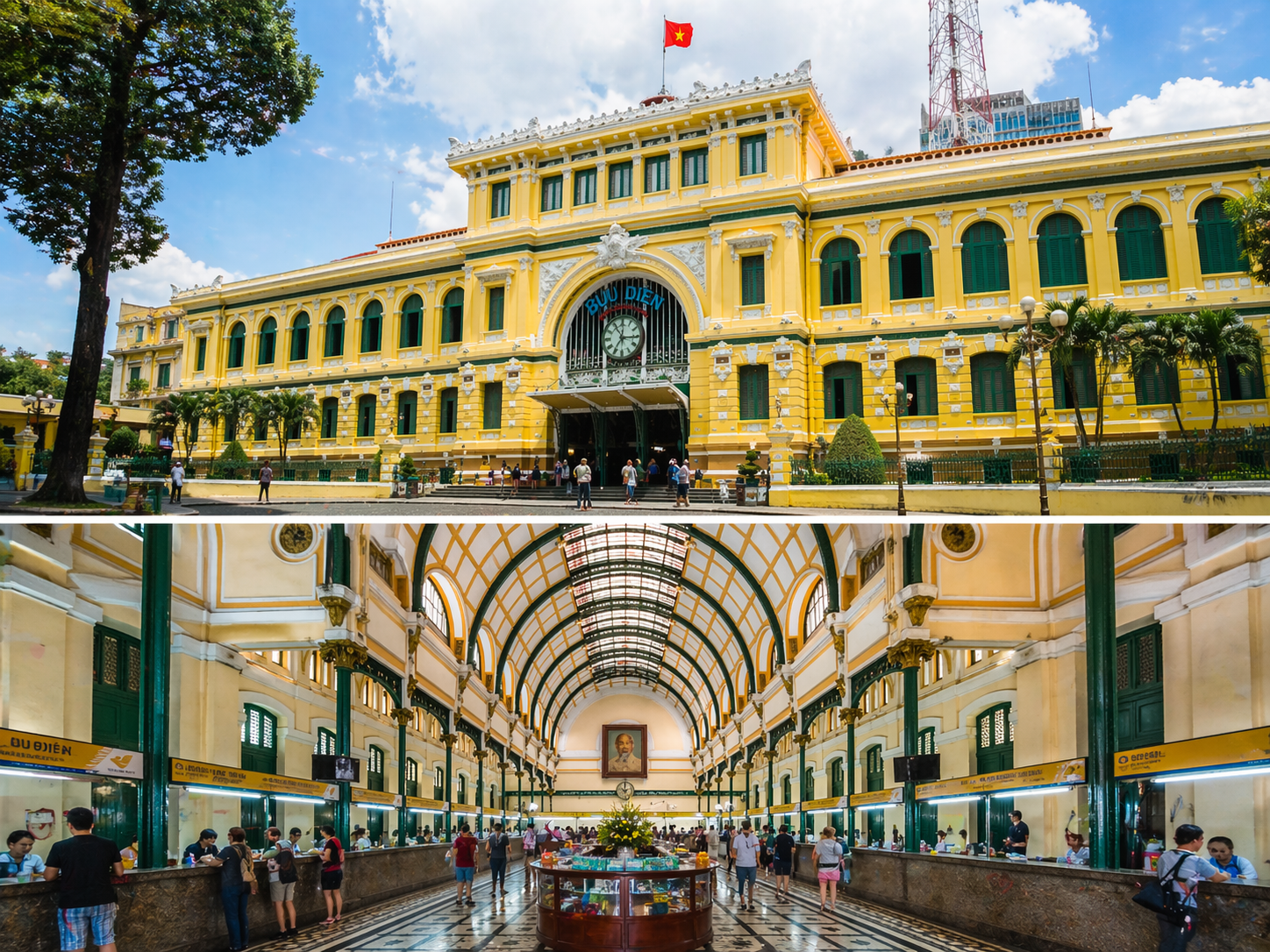 Architettura interna ed esterna dell'Ufficio Postale Centrale di Saigon